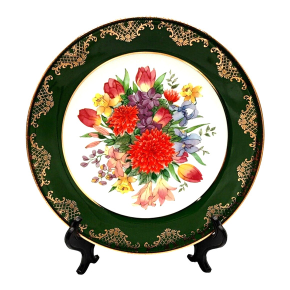 Weatherby Royal Falcon Vintage Decorative Spring Summer 8.5" Floral Green Plate - Picture 2 of 11